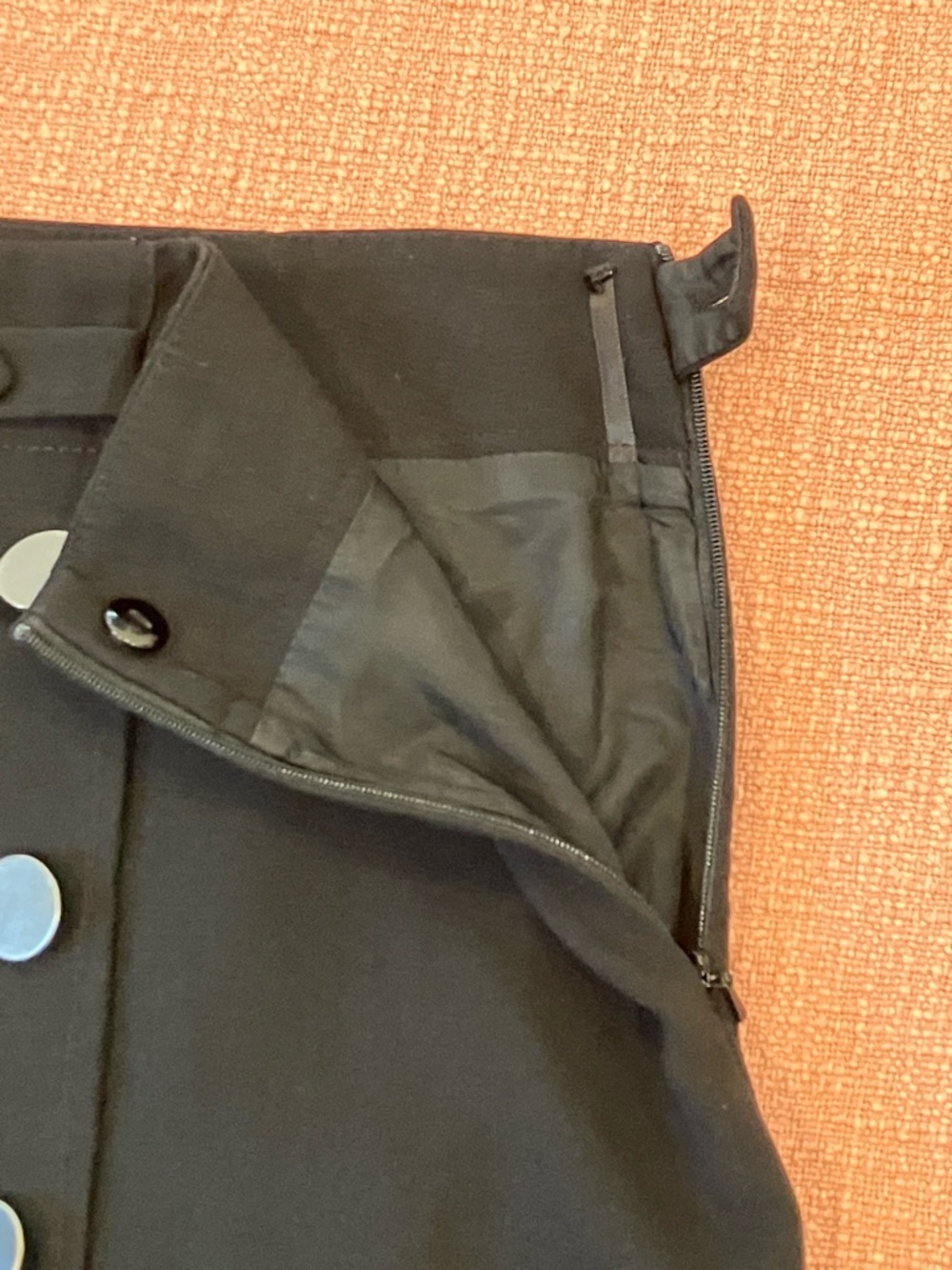 Mexx waist 31.5” Black-Button front A-Line Midi Skirt - Picture 6 of 12